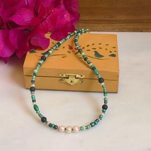 Fresh water pearl / Green pearl necklace / Jewelry / Beaded necklace